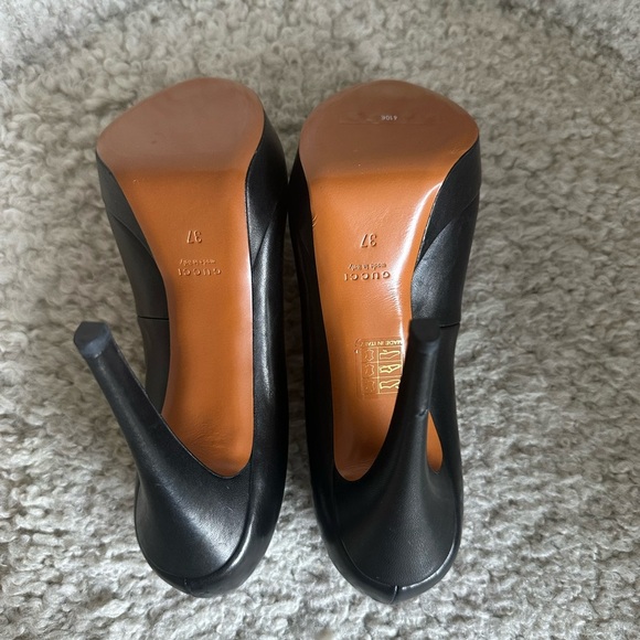 Gucci Black Leather Platform Heels - Picture 7 of 10